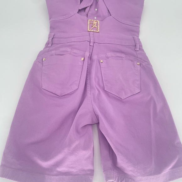 NWT Lavender RHERO Denim Romper With Gold Accents - Picture 11 of 16